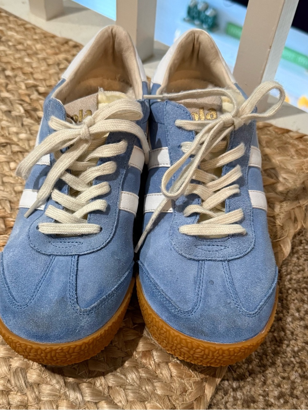 Gola Women's Light Blue Suede Athletic Sneakers with White Stripes